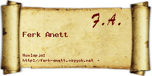 Ferk Anett névjegykártya